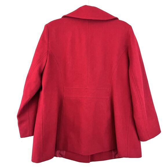 London Fog Gorgeous Red Wool Blend Satin Lined Pea Coat Gilmore Girls - Size XL - Picture 7 of 10